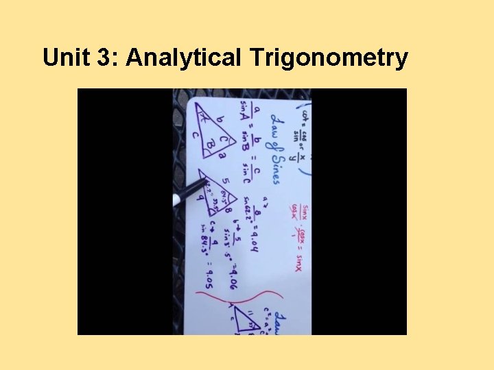 Unit 3: Analytical Trigonometry 