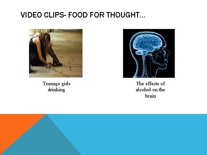 VIDEO CLIPS- FOOD FOR THOUGHT. . . Teenage girls drinking The effects of alcohol