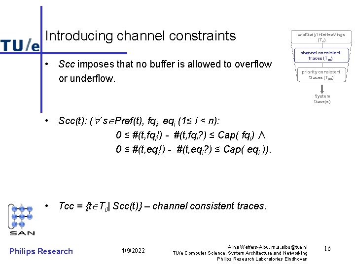 Introducing channel constraints • Scc imposes that no buffer is allowed to overflow or
