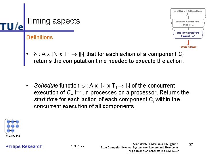arbitrary interleavings (Til) Timing aspects channel consistent traces (Tcc) priority consistent traces (Tpc) Definitions