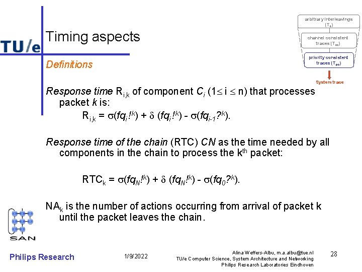 arbitrary interleavings (Til) Timing aspects channel consistent traces (Tcc) priority consistent traces (Tpc) Definitions