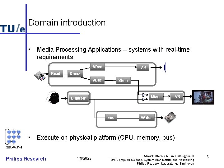 Domain introduction • Media Processing Applications – systems with real-time requirements ADec DVD Read