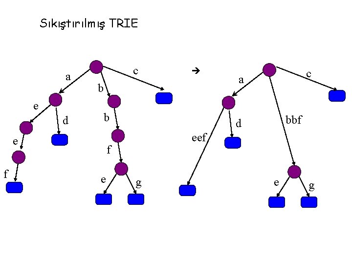 Sıkıştırılmış TRIE a e d c b b e f bbf d eef f