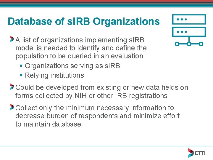 Database of s. IRB Organizations A list of organizations implementing s. IRB model is