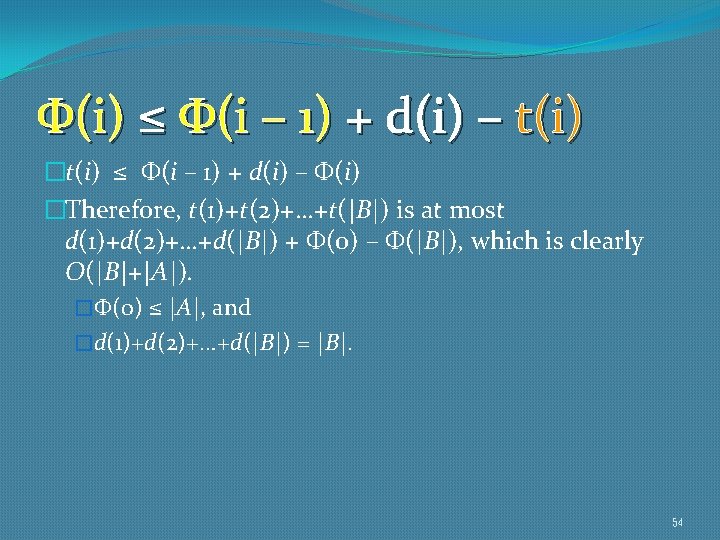  (i) ≤ (i – 1) + d(i) – t(i) �t(i) ≤ (i –