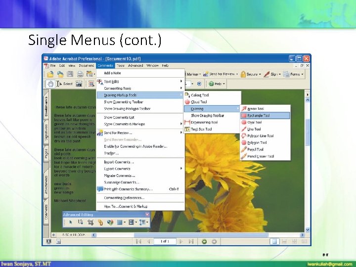 Single Menus (cont. ) 6 -6 