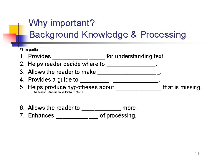 Background Knowledge Key to Reading Comprehension and Learning