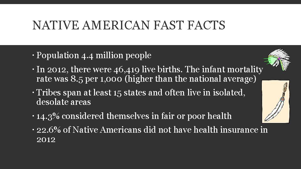 NATIVE AMERICAN FAST FACTS Population 4. 4 million people In 2012, there were 46,