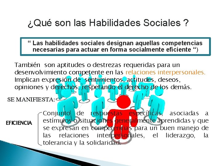 ¿Qué son las Habilidades Sociales ? “ Las habilidades sociales designan aquellas competencias necesarias