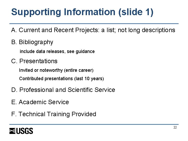 Supporting Information (slide 1) A. Current and Recent Projects: a list; not long descriptions