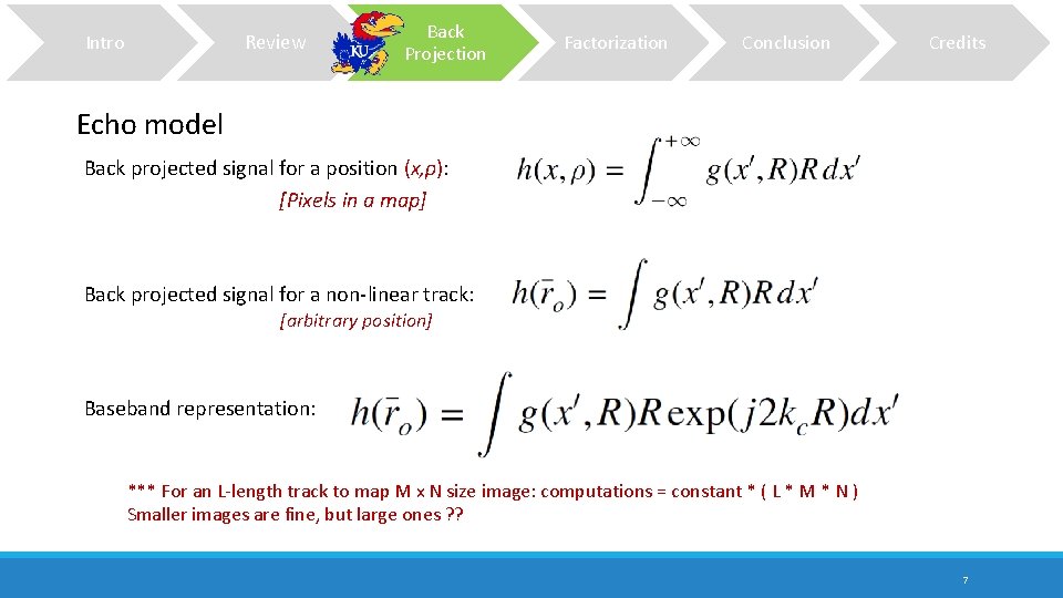 Review Intro Back Projection Factorization Conclusion Credits Echo model Back projected signal for a Review Intro Back Projection Factorization Conclusion Credits Echo model Back projected signal for a