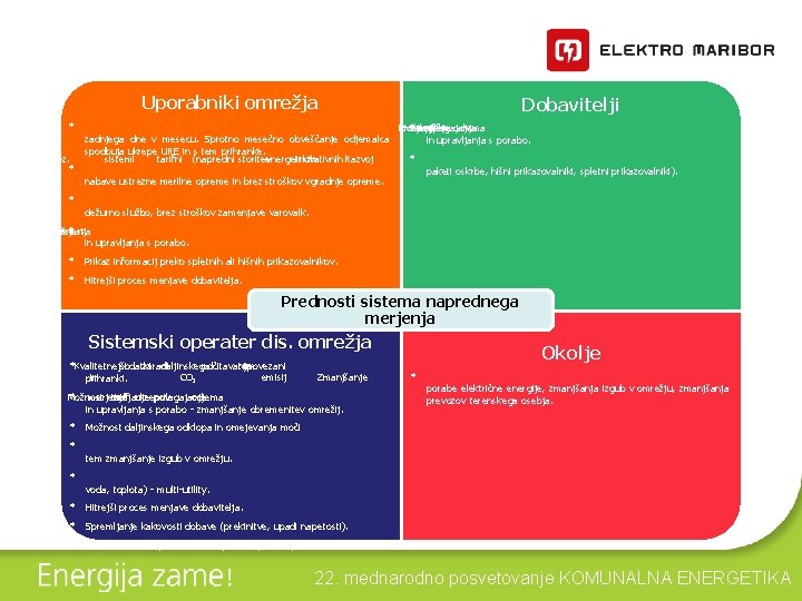 Uporabniki omrežja * oz. * * zadnjega dne v mesecu. Sprotno mesečno obveščanje odjemalca
