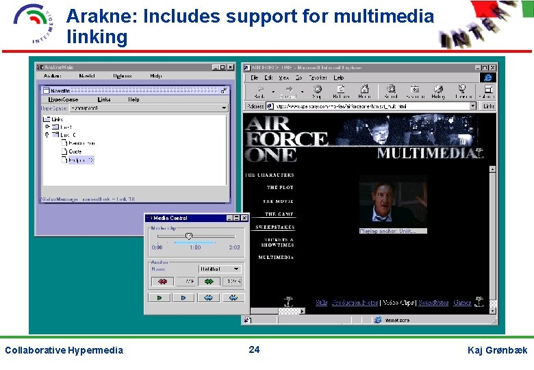 Arakne: Includes support for multimedia linking Collaborative Hypermedia 24 Kaj Grønbæk 