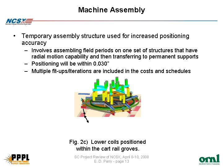 Machine Assembly • Temporary assembly structure used for increased positioning accuracy – Involves assembling