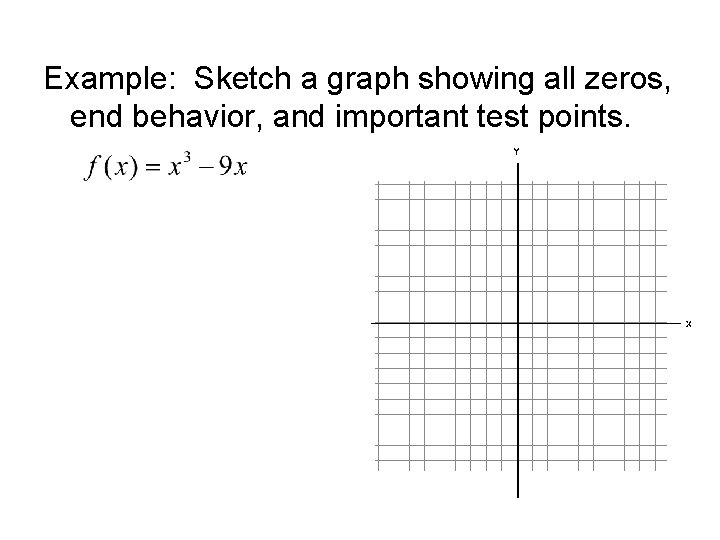 Example: Sketch a graph showing all zeros, end behavior, and important test points. 