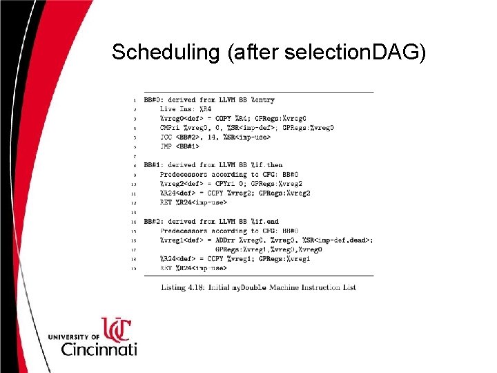 Scheduling (after selection. DAG) 