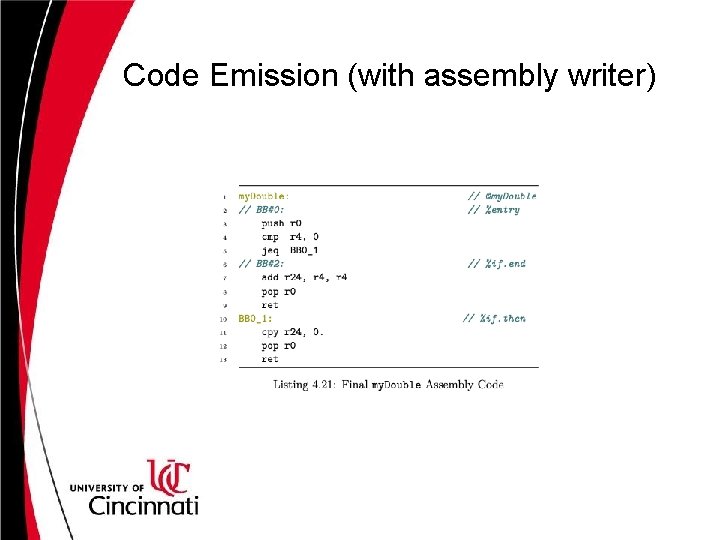 Code Emission (with assembly writer) 