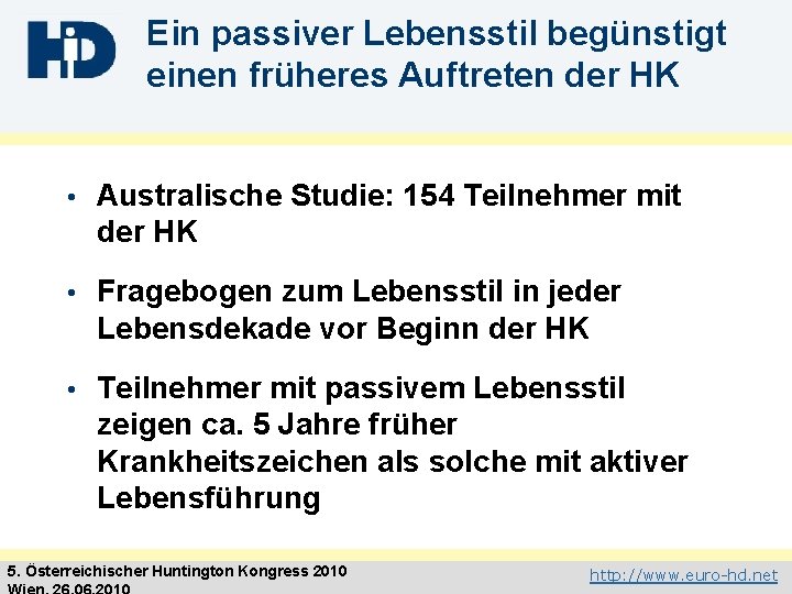 Ein passiver Lebensstil begünstigt einen früheres Auftreten der HK • Australische Studie: 154 Teilnehmer