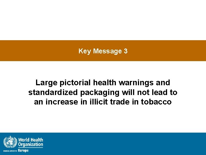 Key Message 3 Large pictorial health warnings and standardized packaging will not lead to