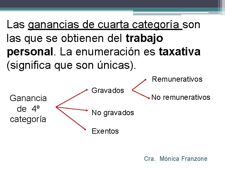 Las ganancias de cuarta categoría son las que se obtienen del trabajo personal. La