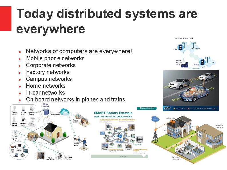 Today distributed systems are everywhere Networks of computers are everywhere! Mobile phone networks Corporate