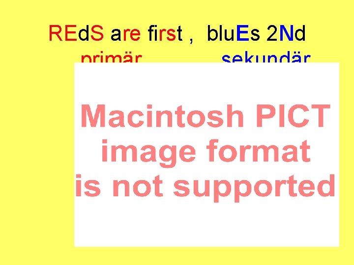 REd. S are first , blu. Es 2 Nd primär sekundär 