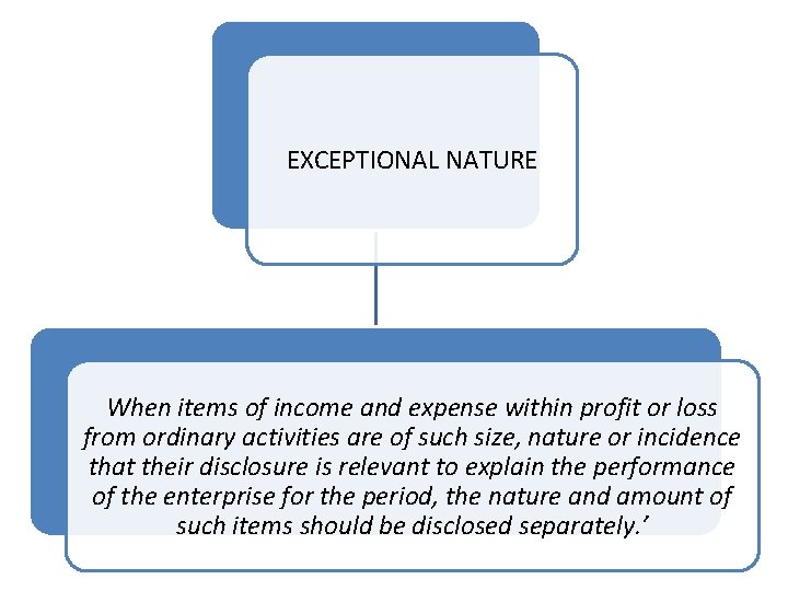 EXCEPTIONAL NATURE When items of income and expense within profit or loss from ordinary