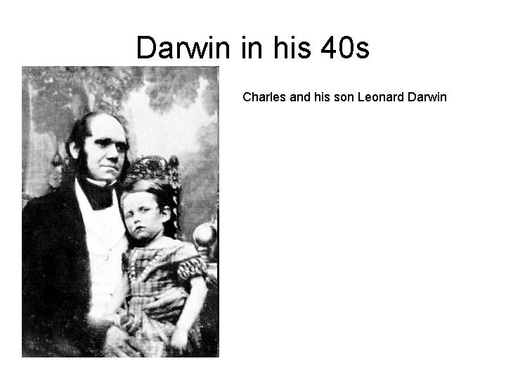 Darwin in his 40 s Charles and his son Leonard Darwin 