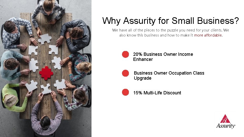 Why Assurity for Small Business? We have all of the pieces to the puzzle