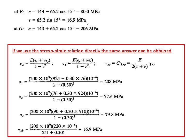 If we use the stress-strain relation directly the same answer can be obtained 