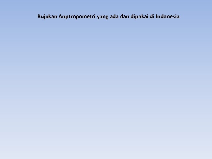 Rujukan Anptropometri yang ada dan dipakai di Indonesia 