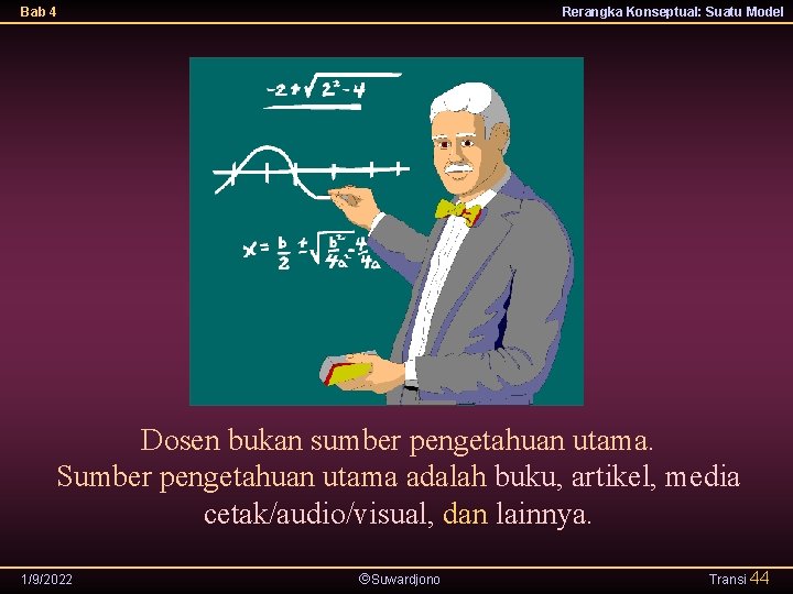 Bab 4 Rerangka Konseptual: Suatu Model Dosen bukan sumber pengetahuan utama. Sumber pengetahuan utama