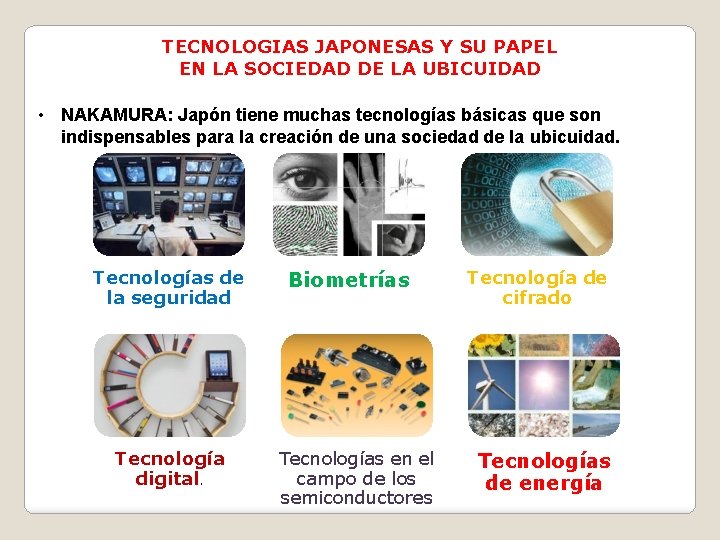 TECNOLOGIAS JAPONESAS Y SU PAPEL EN LA SOCIEDAD DE LA UBICUIDAD • NAKAMURA: Japón