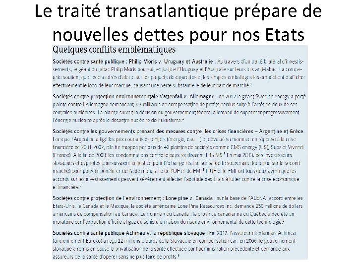 Le traité transatlantique prépare de nouvelles dettes pour nos Etats 