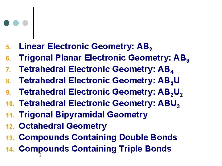 5. 6. 7. 8. 9. 10. 11. 12. 13. 14. Linear Electronic Geometry: AB