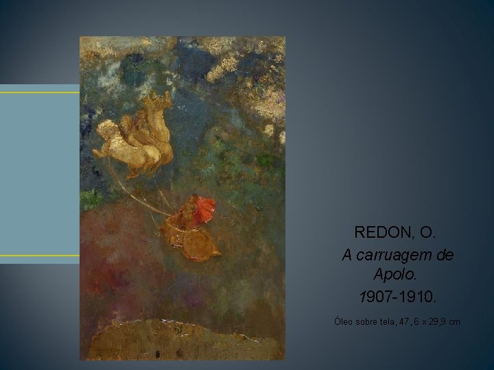 REDON, O. A carruagem de Apolo. 1907 -1910. Óleo sobre tela, 47, 6 x
