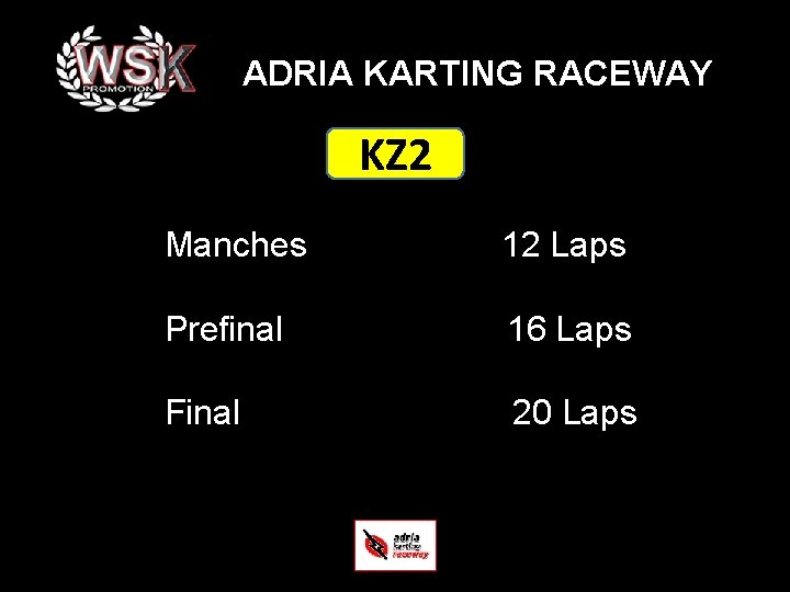 ADRIA KARTING RACEWAY KZ 2 Manches 12 Laps Prefinal 16 Laps Final 20 Laps