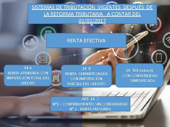 SISTEMAS DE TRIBUTACIÓN VIGENTES DESPUÉS DE LA REFORMA TRIBUTARIA A CONTAR DEL 01/01/2017 RENTA