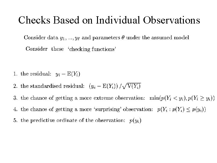 Checks Based on Individual Observations 