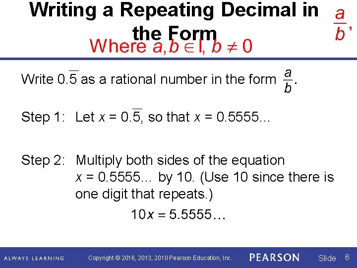 Writing a Repeating Decimal in the Form Write 0. 5 as a rational number