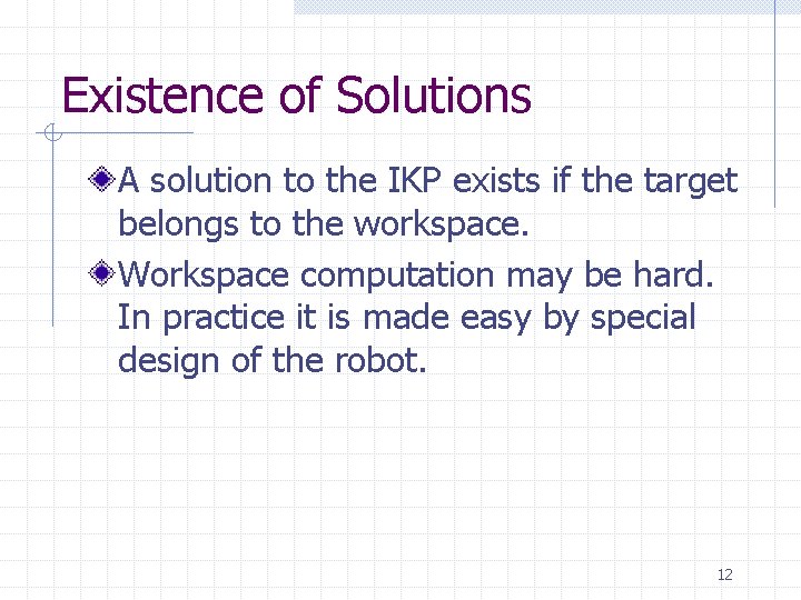 Existence of Solutions A solution to the IKP exists if the target belongs to