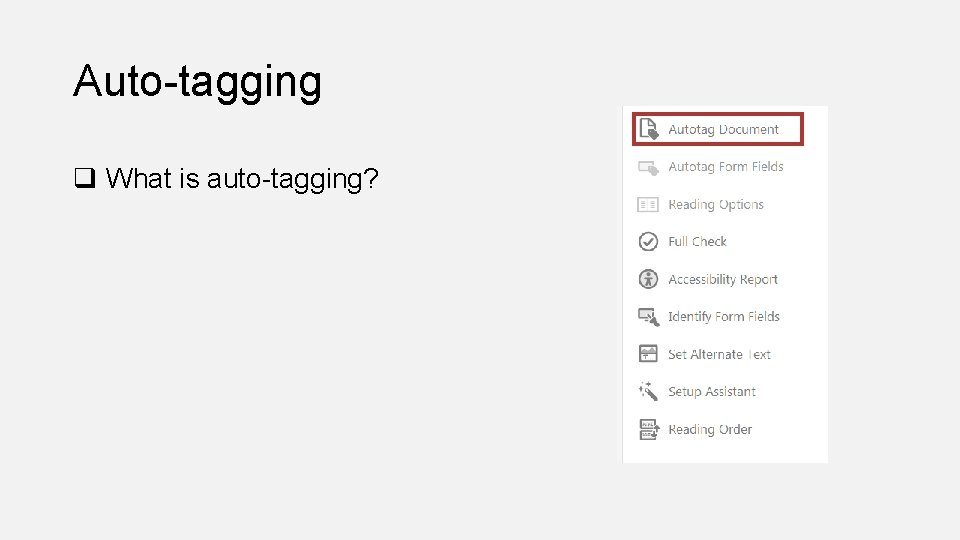 Auto-tagging q What is auto-tagging? 