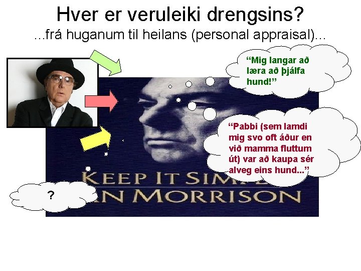 Hver er veruleiki drengsins? . . . frá huganum til heilans (personal appraisal). .