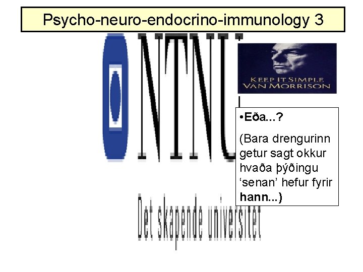 Psycho-neuro-endocrino-immunology 3 • Eða. . . ? (Bara drengurinn getur sagt okkur hvaða þýðingu