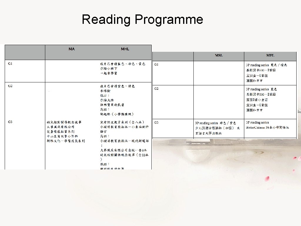 Reading Programme 