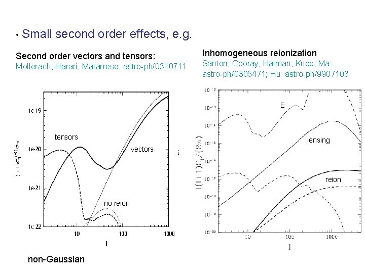  • Small second order effects, e. g. Second order vectors and tensors: Mollerach,