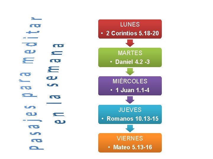 LUNES • 2 Corintios 5. 18 -20 MARTES • Daniel 4. 2 -3 MIÉRCOLES