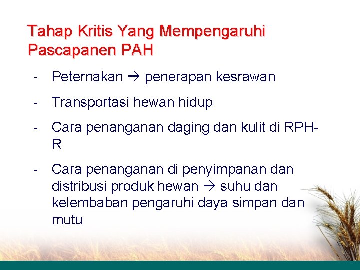 Tahap Kritis Yang Mempengaruhi Pascapanen PAH - Peternakan penerapan kesrawan - Transportasi hewan hidup