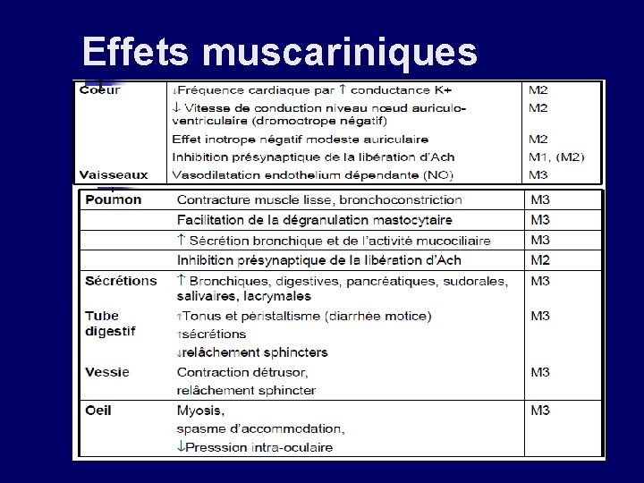 Effets muscariniques 