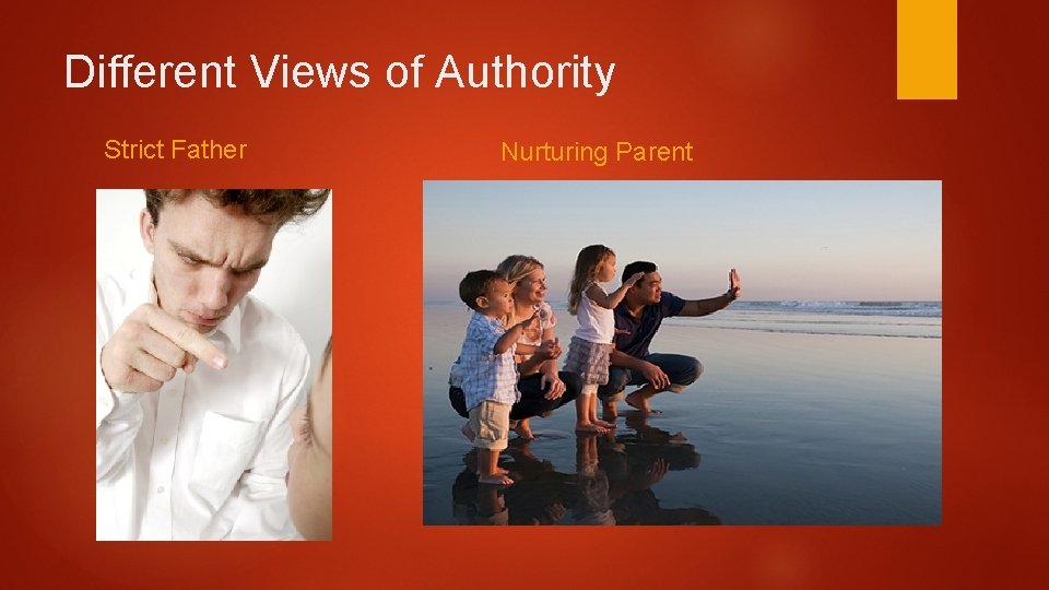 Different Views of Authority Strict Father Nurturing Parent 